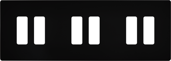 Façade "m" noir mat triple horizontale 2 boutons 2 boutons 2 boutons sans vis - Modelec - 306522M