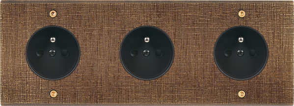 Façade fascination laiton coslan triple horizontale prise de courant 2p+t prise de courant 2p+t prise de courant 2p+t à vis - Modelec - 310430