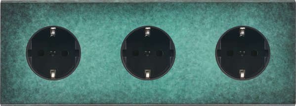 Façade fascination laiton jade triple horizontale 1 prise schuko 1 prise schuko 1 prise schuko 