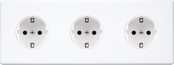 Façade hitera blanc triple horizontale 1 prise schuko 1 prise schuko 1 prise schuko