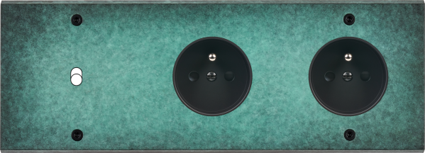 Façade fascination laiton jade triple horizontale 1 basculeur prise de courant 2p+t prise de courant 2p+t à vis - Modelec - 311434