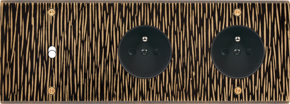 Façade fascination laiton fauve triple horizontale 1 basculeur prise de courant 2p+t prise de courant 2p+t à vis - Modelec - 311435