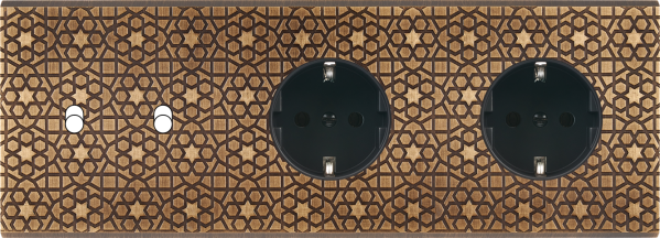 Façade fascination laiton atlas triple horizontale 2 basculeurs 1 prise schuko 1 prise schuko 