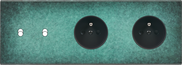 Façade fascination laiton jade triple horizontale 2 basculeurs prise 2p+t prise 2p+t sans vis