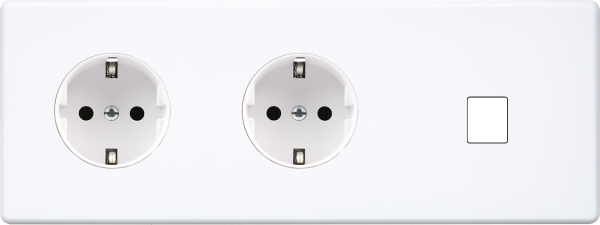 Façade hitera blanc triple horizontale 1 prise schuko 1 prise schuko 1 media