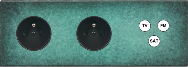 Façade fascination laiton jade triple horizontale prise 2p+t prise 2p+t tv-fm-sat sans vis