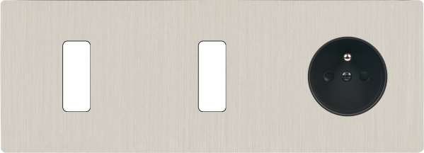 Façade "m" nickel brossé triple horizontale 1 bouton 1 bouton 1 prise sans vis - Modelec - 316511M