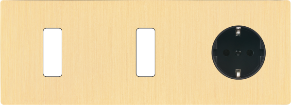 Façade "m" laiton brossé triple horizontale 1 bouton 1 bouton 1 prise schuko sans vis