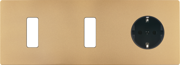 Façade "m" laiton sablé triple horizontale 1 bouton 1 bouton 1 prise schuko sans vis