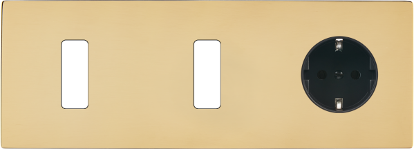 Façade "m" laiton verni triple horizontale 1 bouton 1 bouton 1 prise schuko sans vis