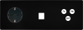 Façade "m" noir mat triple horizontale 1 prise schuko 1 media 1 tv-fm-sat sans vis