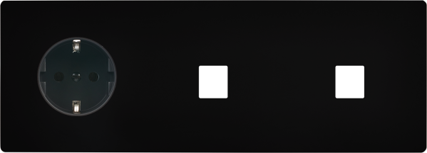 Façade "m" noir mat triple horizontale 1 prise schuko 1 media 1 media sans vis