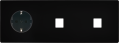 Façade "m" noir mat triple horizontale 1 prise schuko 1 media 1 media sans vis