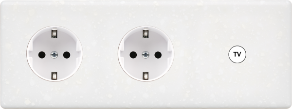 Façade hitera terrazzo blanc triple horizontale 1 prise schuko 1 prise schuko 1 basculeur