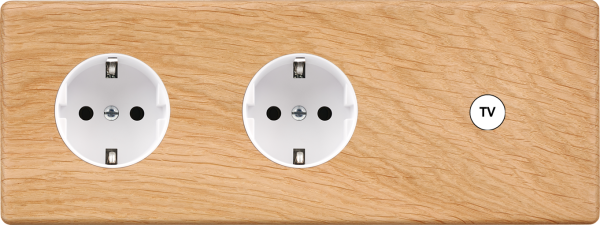Façade hitera chêne clair triple horizontale 1 prise schuko 1 prise schuko 1 basculeur