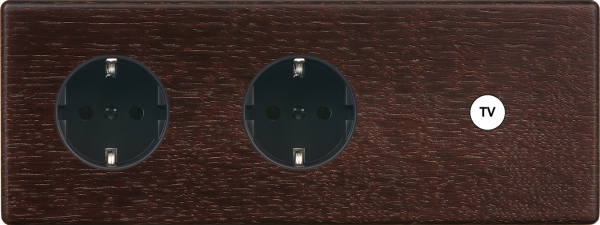 Façade hitera chêne foncé triple horizontale 1 prise schuko 1 prise schuko 1 basculeur