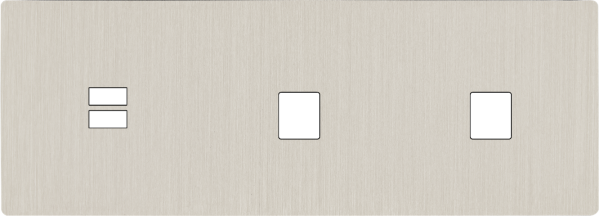 Façade "m" nickel brossé triple horizontale 1 chargeur usb 1 media 1 media sans vis