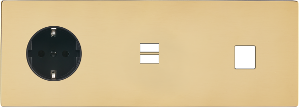 Façade "m" laiton miroir triple horizontale 1 prise schuko 1 chargeur usb 1 media sans vis