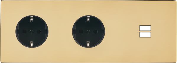 Façade "m" laiton miroir triple horizontale 1 prise schuko 1 prise schuko 1 chargeur usb sans vis