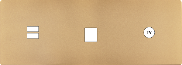 Façade "m" laiton sablé triple horizontale 1 chargeur usb 1 media 1 prise tv sans vis