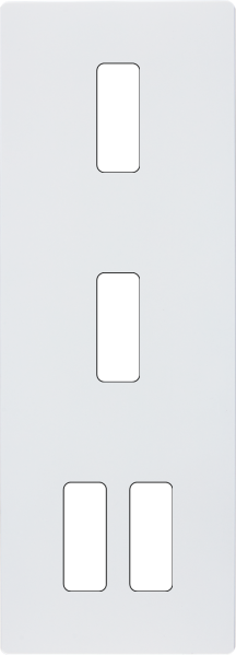 Façade "m" blanc mat triple verticale 1 bouton 1 bouton 2 boutons sans vis - Modelec - 354521M