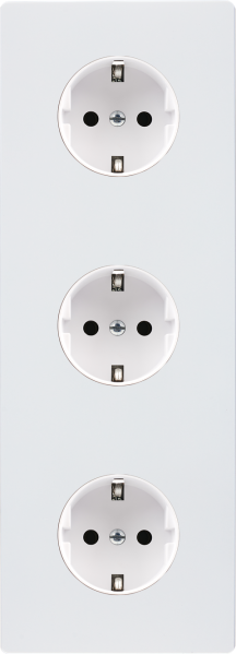 Façade "m" blanc mat triple verticale 1 prise schuko 1 prise schuko 1 prise schuko sans vis