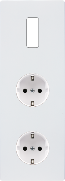Façade "m" blanc mat triple verticale 1 bouton 1 prise schuko 1 prise schuko sans vis