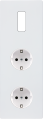 Façade "m" blanc mat triple verticale 1 bouton 1 prise schuko 1 prise schuko sans vis