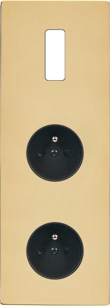 Façade "m" laiton miroir triple verticale 1 bouton 1 prise 1 prise sans vis - Modelec - 361543M