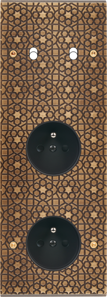 Façade fascination laiton atlas triple verticale 2 basculeurs prise de courant 2p+t prise de courant 2p+t à vis - Modelec - 362433