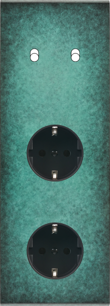 Façade fascination laiton jade triple verticale 2 basculeurs 1 prise schuko 1 prise schuko 