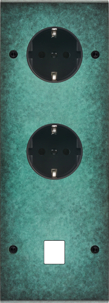 Façade fascination laiton jade triple verticale 1 prise schuko 1 prise schuko 1 media à vis