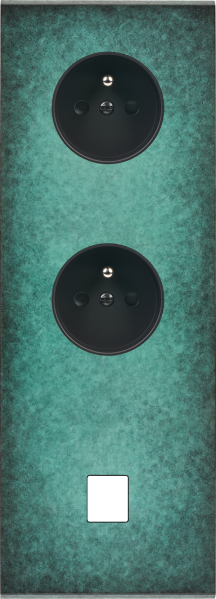 Façade fascination laiton jade triple verticale prise 2p+t prise 2p+t 1 media sans vis