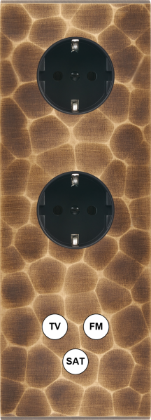 Façade fascination laiton onde triple verticale 1 prise schuko 1 prise schuko tvfmsat 