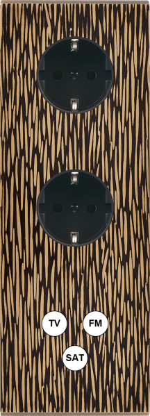 Façade fascination laiton fauve triple verticale 1 prise schuko 1 prise schuko tvfmsat 