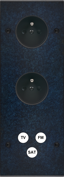 Façade fascination laiton ombre triple verticale prise de courant 2p+t prise de courant 2p+t 1 tv-fm-sat à vis - Modelec - 365439