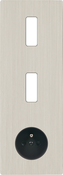 Façade "m" nickel brossé triple verticale 1 bouton 1 bouton 1 prise sans vis