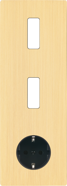 Façade "m" laiton brossé triple verticale 1 bouton 1 bouton 1 prise schuko sans vis