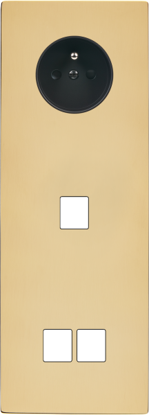 Façade "m" laiton miroir triple verticale 1 prise 1 media 2 media sans vis - Modelec - 368543M