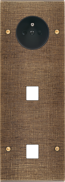 Façade fascination laiton coslan triple verticale prise de courant 2p+t 1 média 1 média à vis - Modelec - 376430