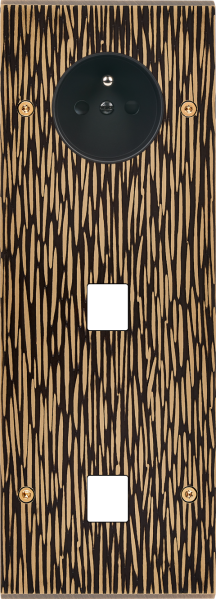 Façade fascination laiton fauve triple verticale prise de courant 2p+t 1 média 1 média à vis - Modelec - 376435