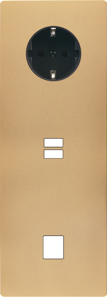 Façade "m" laiton sablé triple verticale 1 prise schuko 1 chargeur usb 1 media sans vis - Modelec - 385532M-K