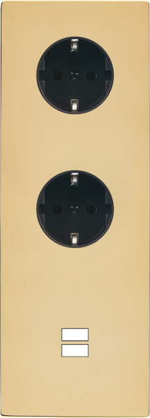 Façade "m" laiton miroir triple verticale 1 prise schuko 1 prise schuko 1 chargeur usb sans vis