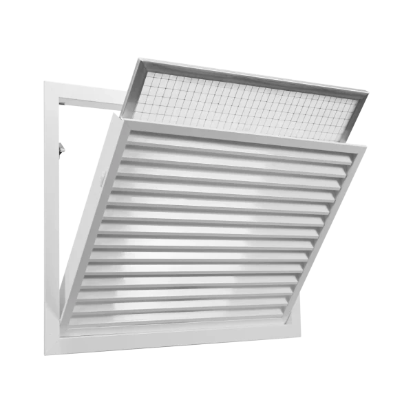Grille de reprise intérieur + filtre, alu blanc, 510 à 1760 m3/h, d 600x600 mm