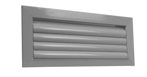 Grille à ailettes courbes orientables, alu, dimensions 500 x 200 mm