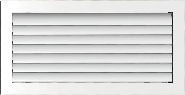 Grille à ailettes courbes orientables, blanc, dimensions 200 x 100 mm