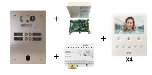 Kit video alu 2r 4 bp 2 voice programmé (20366)