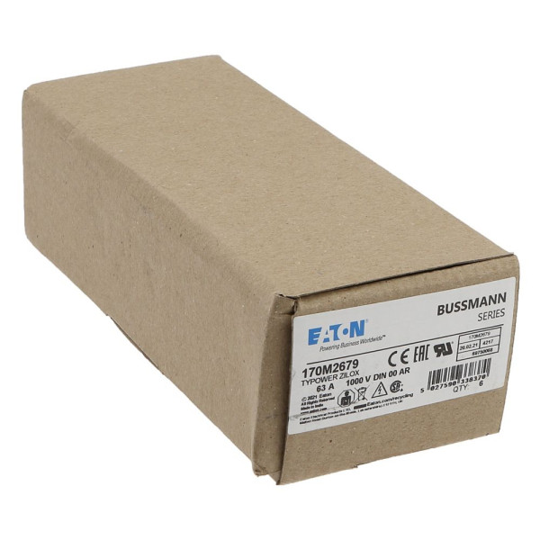 Fusible grande vitesse Eaton Bussmann series 63A, AC 1000V DIN 00 avec indicateur unique