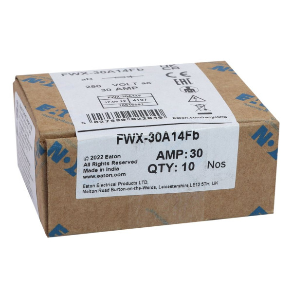 30amp 250v ac ferrule 14.3 x 50.8mm 