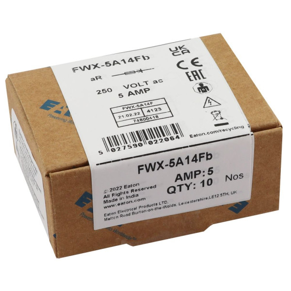 250v 5amp s/cond ferrule 14.3 x 50.8mm 
